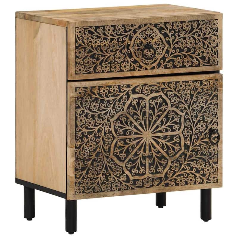 vidaXL Bedside Cabinet Natural wood Solid mango wood, engineered wood, iron - 13.0 x 19.7 x 23.6 in