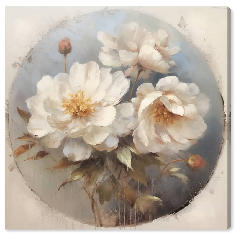 Wynwood Studio Canvas Floral and Botanical Flowers Country Style White and Light Brown French Country Wall Art Canvas Print