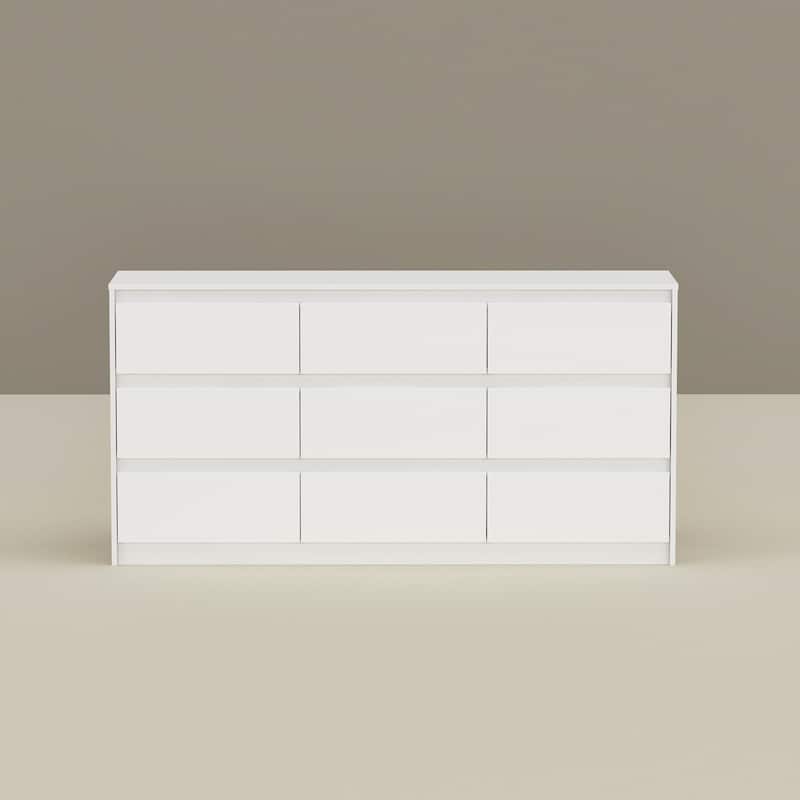 Modern Dresser for Bedroom 9 Drawers Wood Dresser Chest of Drawers