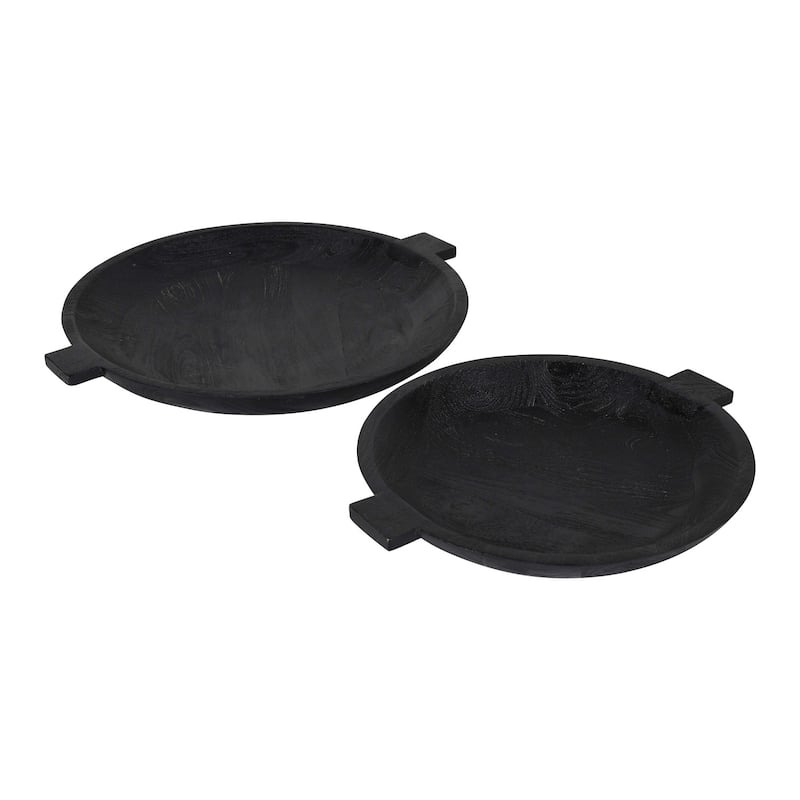 Sandblasted Black Wooden Bowl Set of 2