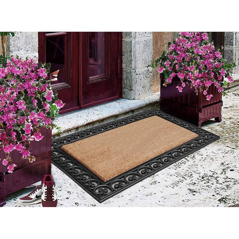A1HC Black Aiken Rubber And Coir Non-Slip Outdoor Durable Doormat 30"X48"