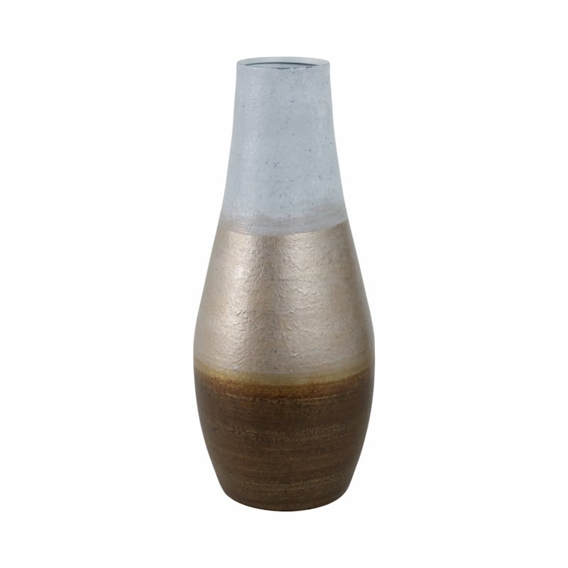 Glass Vase in Boho Style with Tapered Neck and Textured Finish