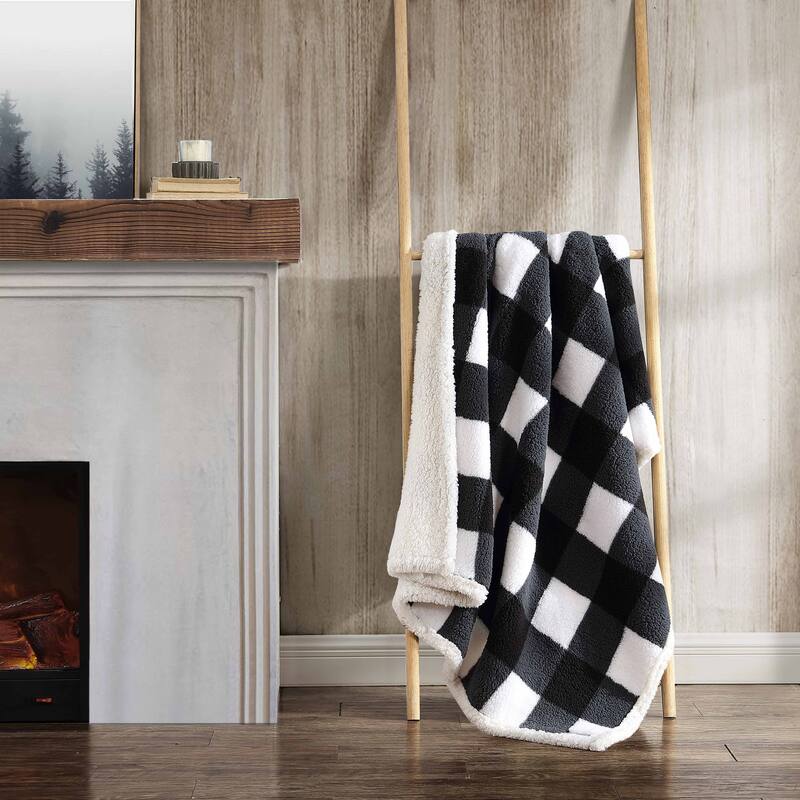 Eddie Bauer Printed Faux Shearling- Reversible Throw Blankets