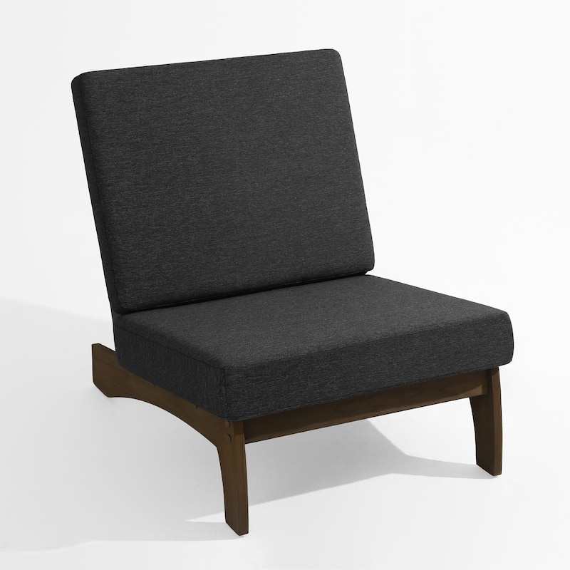 4Piece Wood Outdoor Loveseat Chair Conversation Set with Table Cushion
