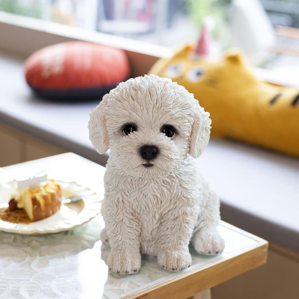 Sitting Baby Bichon Frise Outdoor Garden Figurine - 10"