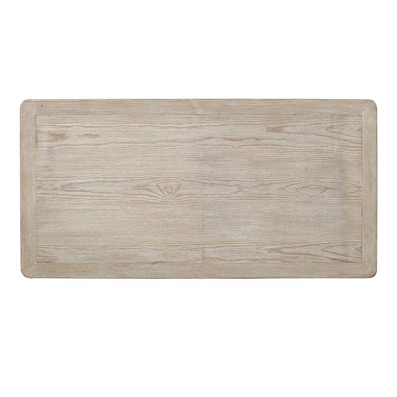 Peking Coffee Table w/Base, 47 Inch Long, White Wash Finish