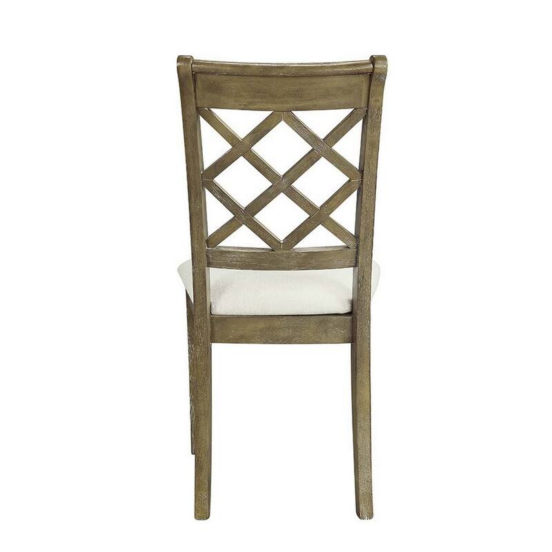 Rustic Oak/Beige Fabric Upholstered Wood Frame Dining Chair, Set of 2, Sturdy Dining Chair for Dining Rooms - 17.5