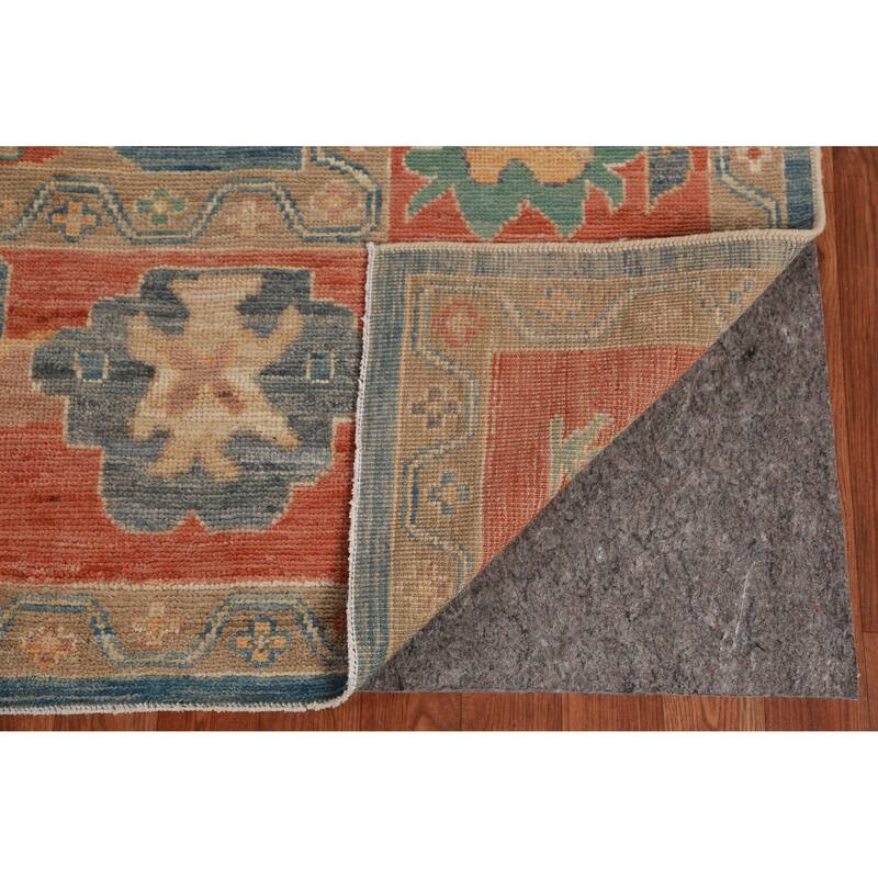 Vegetable Dye Blue Oushak Turkish Area Rug Hand-Knotted Wool Carpet - 9'3" x 12'3"