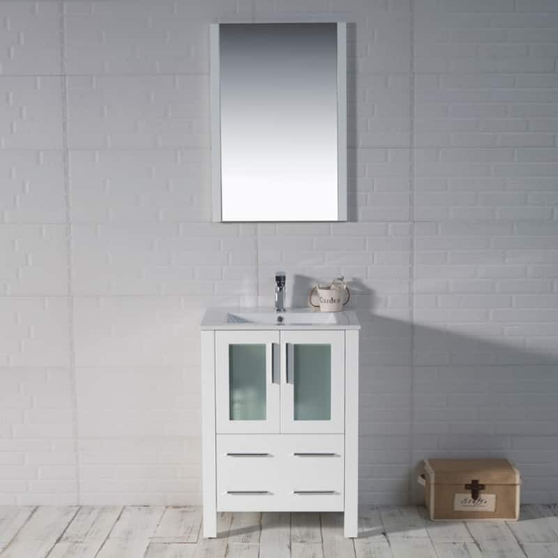 Blossom Solid Wood Double Bathroom Vanity w/ Ceramic Sink & Base