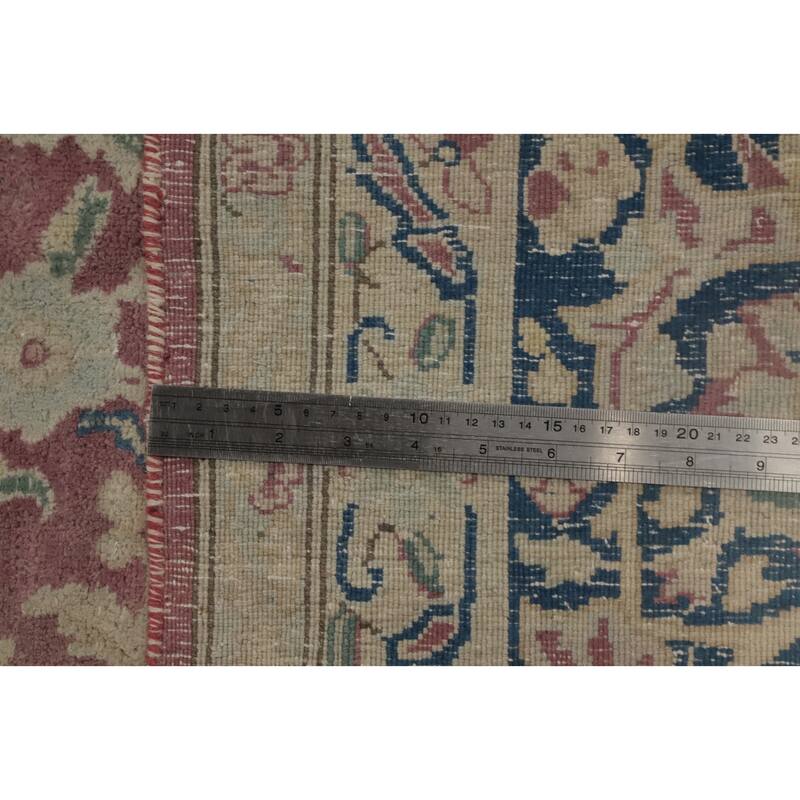 Hand Knotted Oriental 100% Wool Carpet Traditional Floral Pink Kerman Area Rug - 13' 0'' X 9' 7''