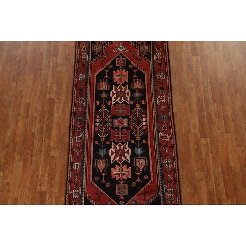 Tribal Geometric Hamedan Persian Runner Rug Wool Hand-knotted Carpet - 3'6" x 9'7"