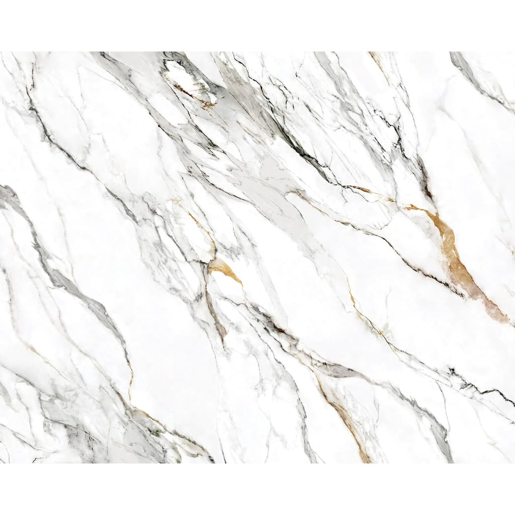 Harry & Grace Borghini Faux Calacatta Marble Peel and Stick Natural Wall Backdrop Panel - 20.5 in. W x 9 ft. L