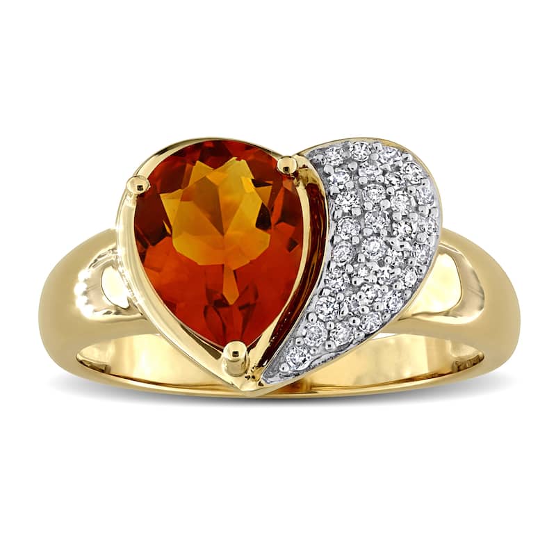 Miadora Gemstone and 1/7ct TDW Diamond Heart Ring in 10k Gold