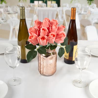 Pure Garden 24-piece Rose Artificial Flowers, Coral
