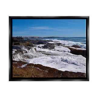 Stupell Ocean Cliff Waterfall Framed Floater Canvas Wall Art Design by ...