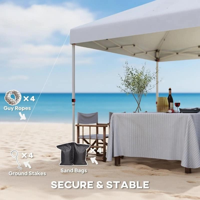 10x 10 ft Party Tent w/Sidewall with Height Adjustable Instant Sun Shelter w/Storage Pockets