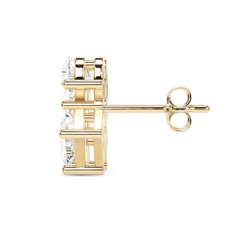 Auriya 14k Gold Pear-shaped and Emerald-cut Lab Grown Toi Et Moi Diamond Stud Earrings 2.55 ct. tw. Push-Back (F-G VS) - White