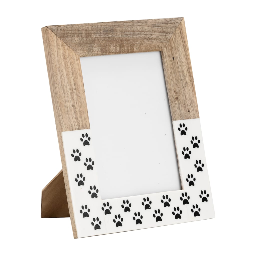 Sagebrook Home Picture Frame, Rustic Charm, Paw Print Design