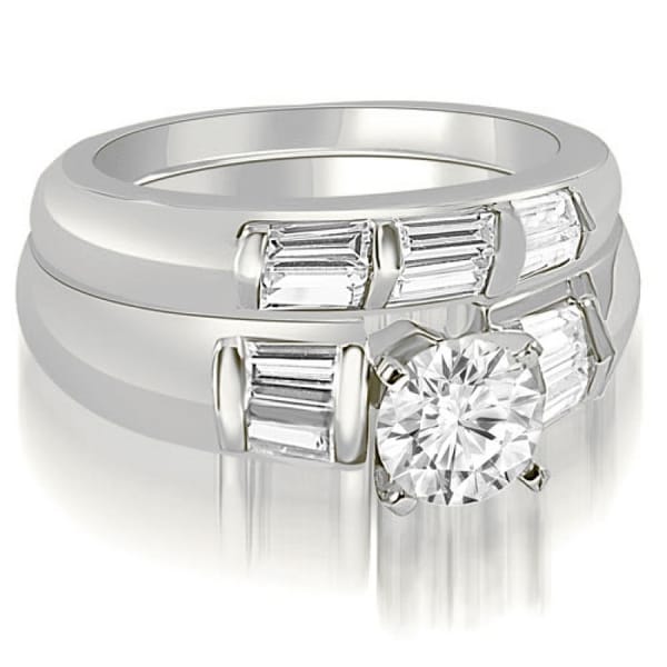 2.10 CT Round & Baguette Cut 3-Stone Diamond Bridal Set in 14KT Gold - White H-I. Opens flyout.