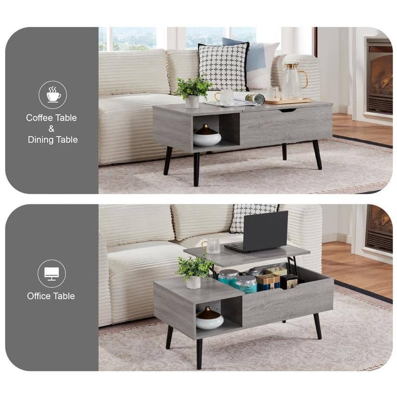 39" Lift-Top Coffee Table with Hidden Storage & Shelf – Ideal for Living Room or Reception Area‌