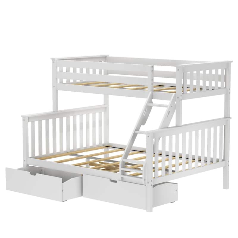 Plank and Beam Twin XL over Queen Bunk Bed with Storage Drawers