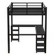 preview thumbnail 10 of 10, Industrial Modern Full Metal Loft Bed with Desk and Shelves, Loft Bed with Ladder and Guardrails, Black with Black Desk