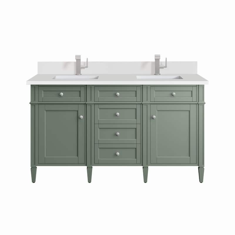 James Martin Vanities 650-V60D-1WZ Brittany 60" Double Basin Poplar - Smokey Celadon