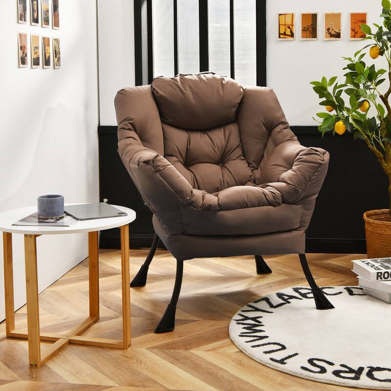 Modern Polyester Fabric Lazy Chair with Side Pocket - 32" x 29.5" x 37.5"