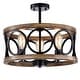 preview thumbnail 5 of 23, Warehouse of Tiffany Shacer 3-light Hoop Design Ceiling Lamp Black/Faux-WoodGrain/Semi-Flush Mount