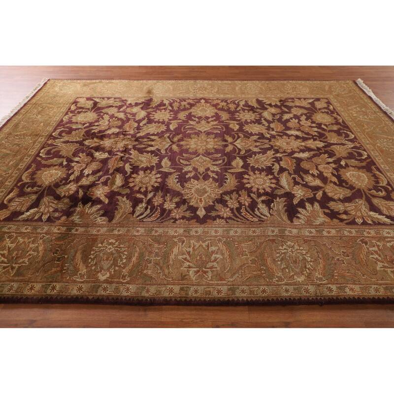 Floral Purple Agra Indian Area Rug Hand-Knotted Wool Carpet - 8'0"x 10'1"