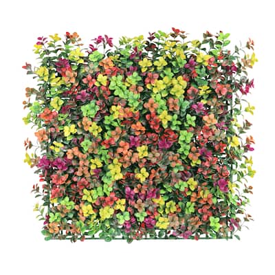 Set of 4 Artificial Mini Ivy Leaf Greenery Wall Panel Hedge Mat Backdrop Privacy Screen 20in - 20" L x 20" W x 3" DP