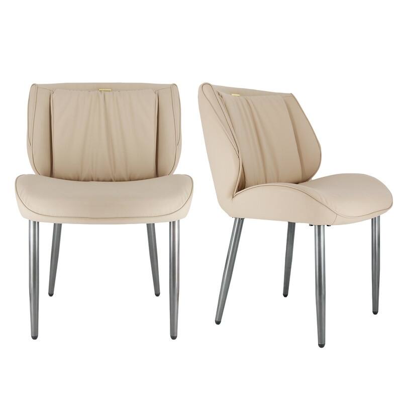 2PCS Upholstered Dining Chairs Kitchen Island Counter Side Chair Curvature Seat