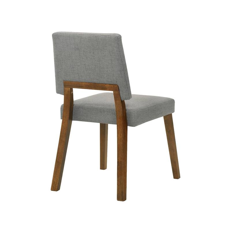 Brown/Gray Fabric Upholstered Wood Frame Dining Chair, Set of 2, Sturdy Dining Chair for Dining Rooms - 15.5
