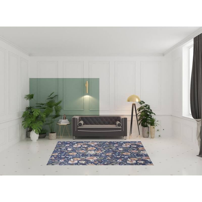 Numa Power Loomed Floral Non Skid Area Rug By HomeRoots - 6' x 9'