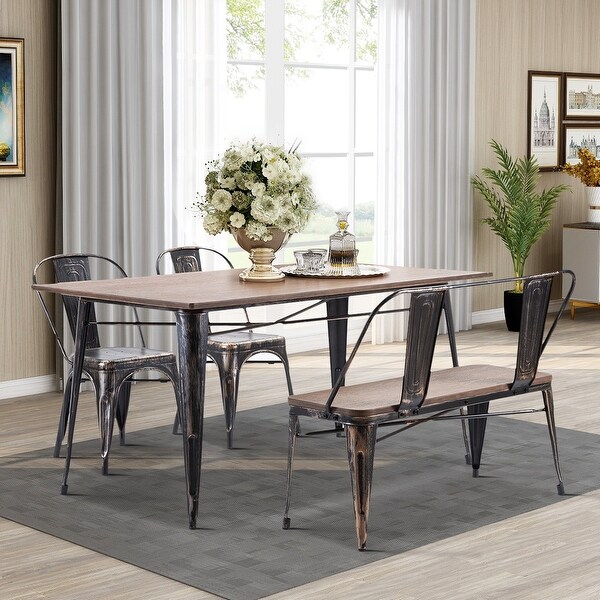 distressed metal dining table