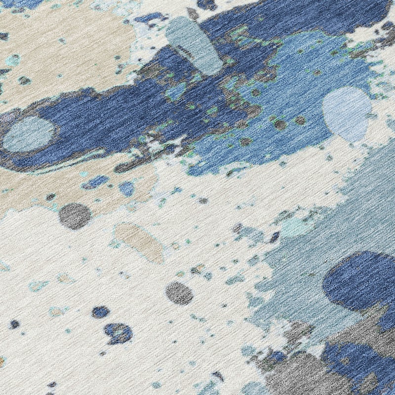 Machine Washable Indoor/Outdoor Modern Splatter Chantille Rug