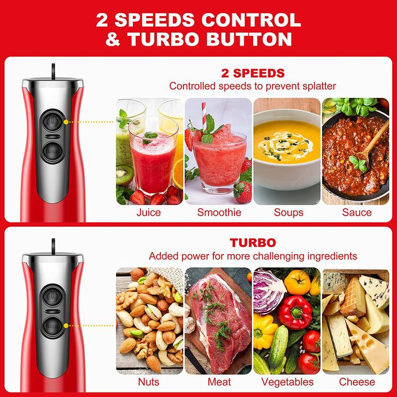 2 Speed Multi-Function Retro Immersion Hand Blender - Hand Blender