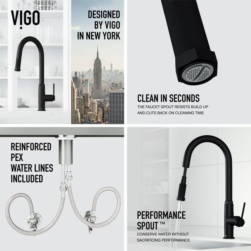 VIGO Hart Arched 18" H Single Handle Pull-Down Kitchen Faucet