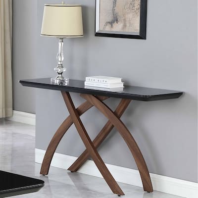 Somette Emerson Contemporary Black Glass Sofa Table