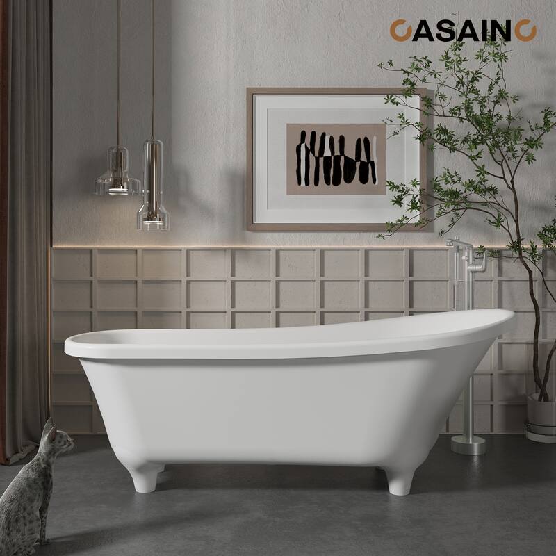 CASAINC Single-Handle Freestanding Floor-Mount Roman Tub Faucet with Handheld Shower