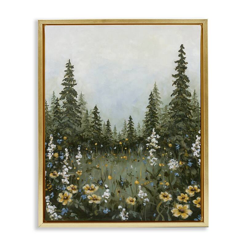 Stupell Forest Meadow Clearing Framed Floater Canvas Wall Art Design By Hollihocks Art - 25 x 31 - Gold