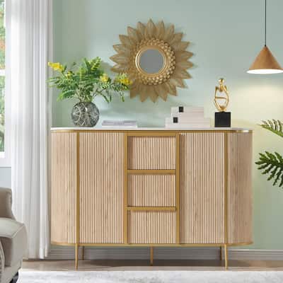54" Modern Fluted Buffet Cabinet, Buffet Table, Coffee/Wine Bar