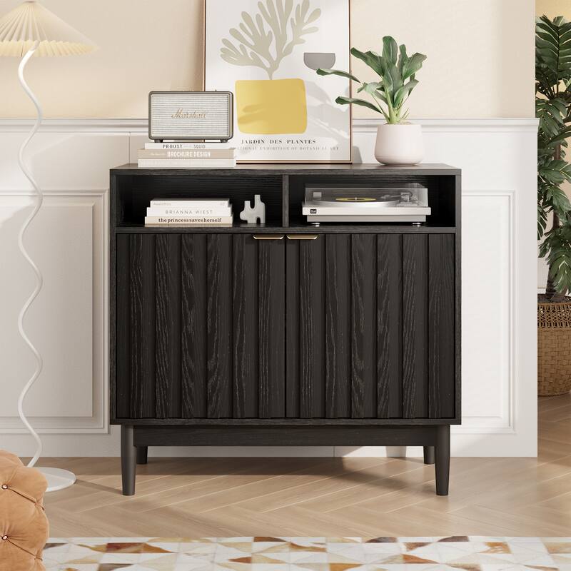 34 in. Buffet with Adjustable Shelves - Black