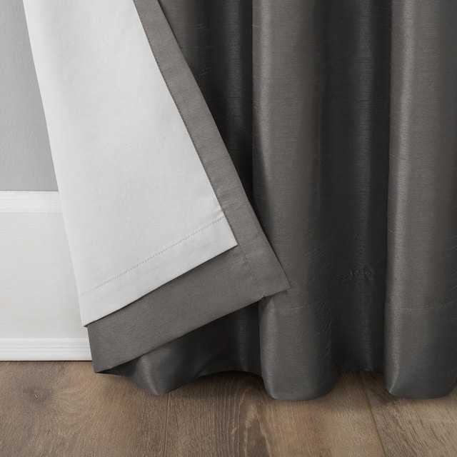 Sun Zero Evelina Faux Dupioni Silk Blackout Curtain Panel, Single Panel