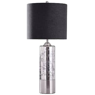 Harp & Finial Marbella Mercury Glass Table Lamp with Black Shade