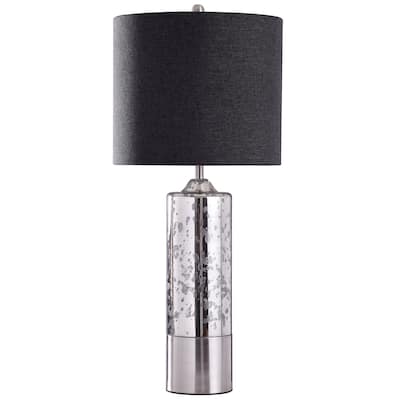 Harp & Finial Marbella Mercury Glass Table Lamp with Black Shade