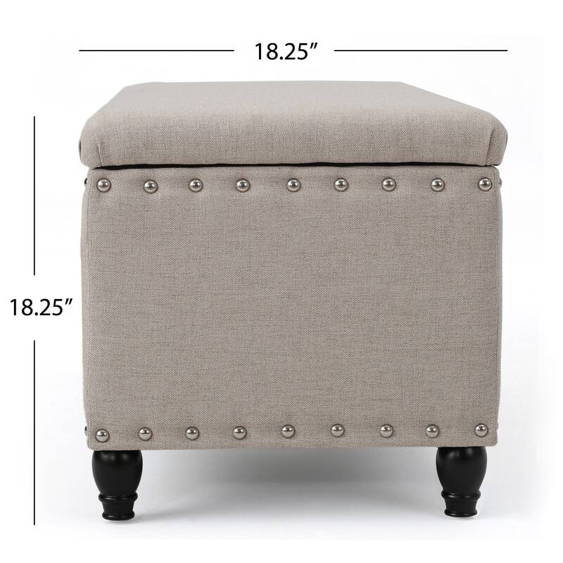 Tatiana Contemporary Fabric Storage Ottoman with Nailhead Trim by Christopher Knight Home