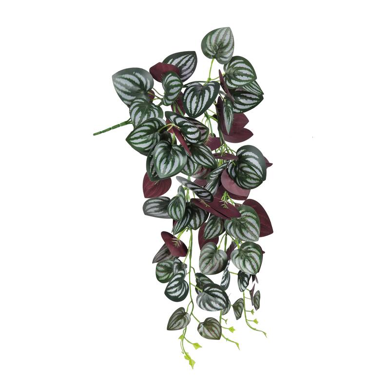 Set of 2 Purple Artificial Watermelon Leaf Hanging Vine Greenery Foliage Bush 27in - 27" L x 12" W x 3" DP