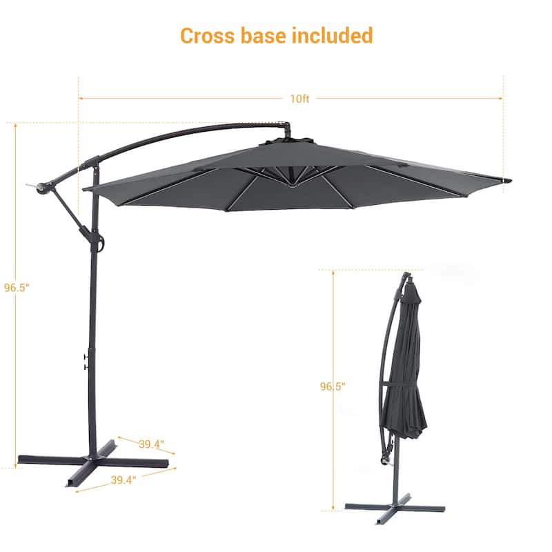 BONOSUKI 10ft Patio Offset Umbrella,w/Crossed Base Cantilever Umbrella