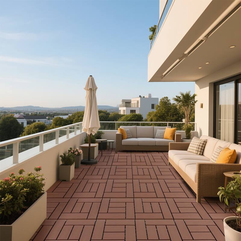 12-inch ZZ style interlocking deck tiles, DIY modular interlocking decking floor tiles, indoor and outdoor, 44pcs